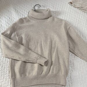 Women's Beige Turtleneck Sweater